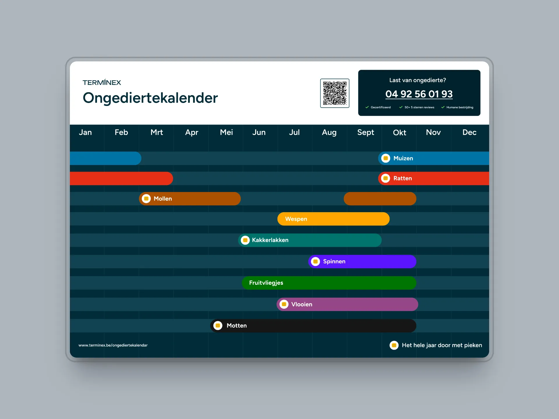 Standaard ongediertekalender